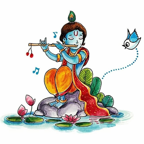 Little Krishna Painting Cute Radha Krishna Cartoon Images - bmp-fidgety